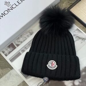 Moncler Wool Beanie with Pom Pom